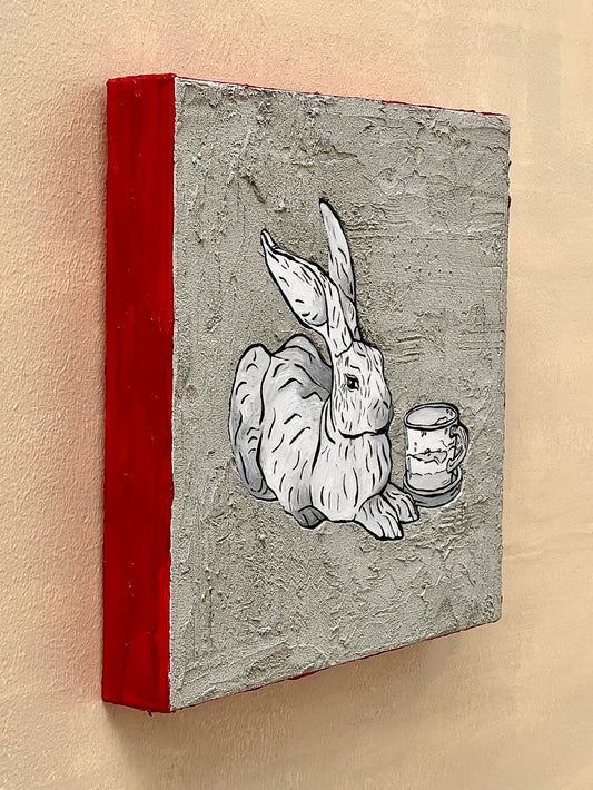 Coffee brake with a Dürer inspired rabbit statue