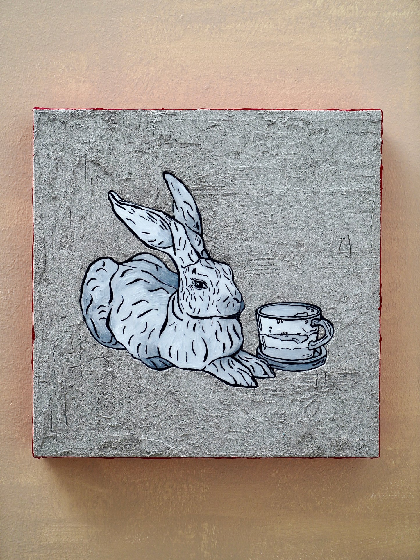 Coffee brake with a Dürer inspired rabbit statue