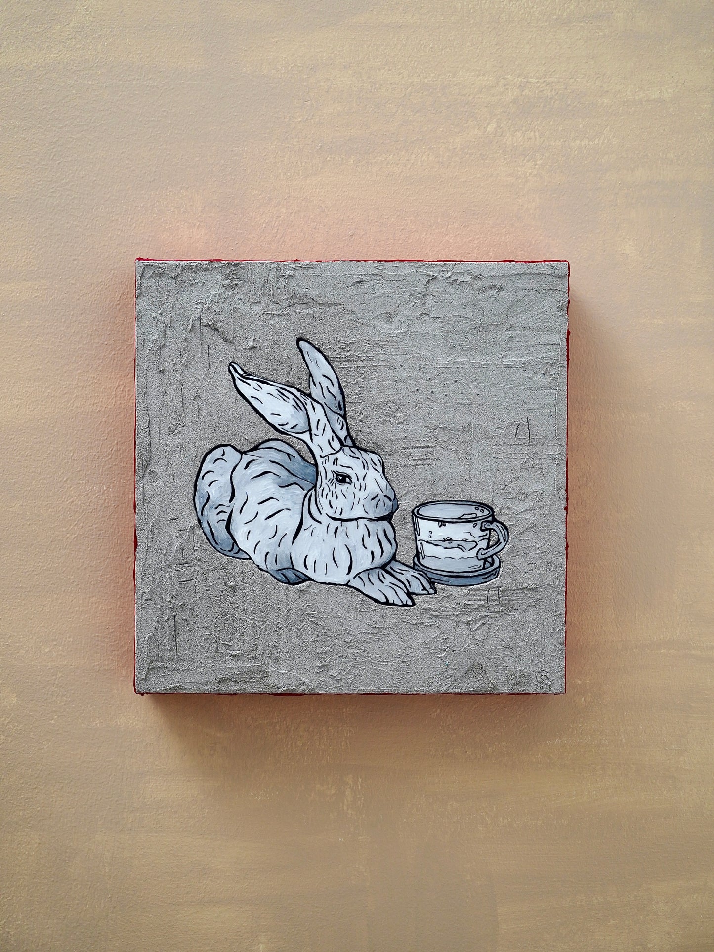 Coffee brake with a Dürer inspired rabbit statue