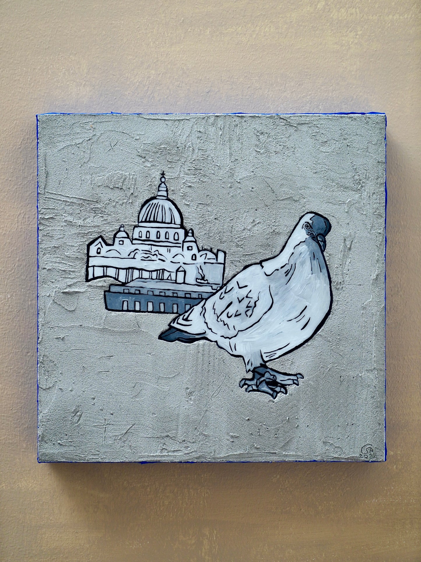View with a pigeon in Rome with my daughter
