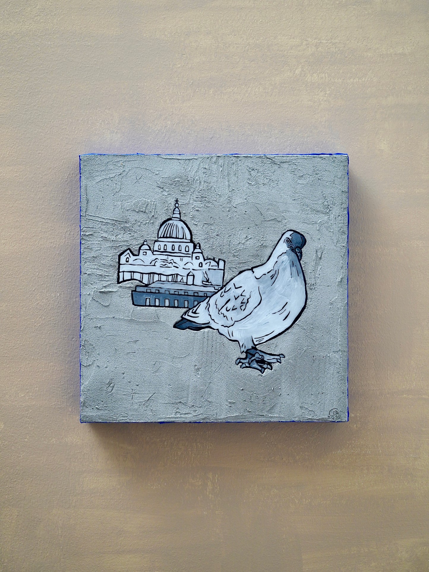 View with a pigeon in Rome with my daughter